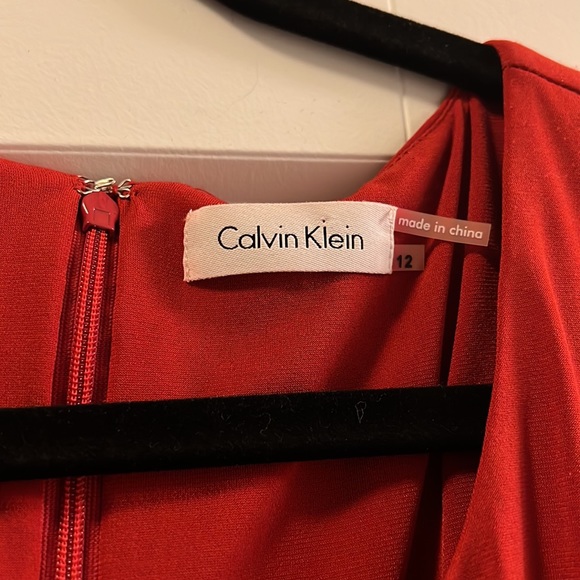 Burnt orange Calvin Klein pleated tulip hem sleeveless dress work office - Picture 3 of 6